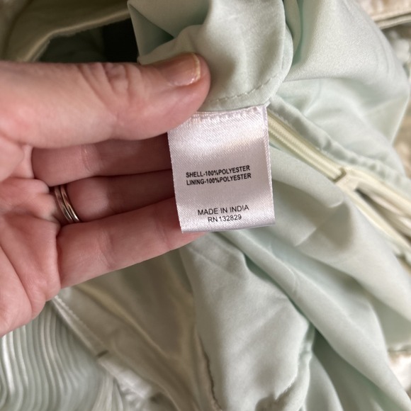 Lovers & Friends Sea Breeze Pants Mint Green Satin Chiffon Medium LONG Wide Leg - Picture 10 of 11